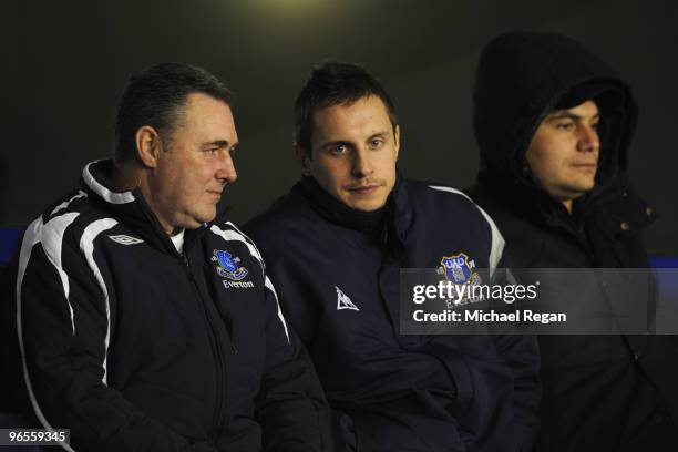 Phil Jagielka of Everton looks on during the Barclays Premier League match between Everton and Chelsea at Goodison Park on February 10, 2010 in...