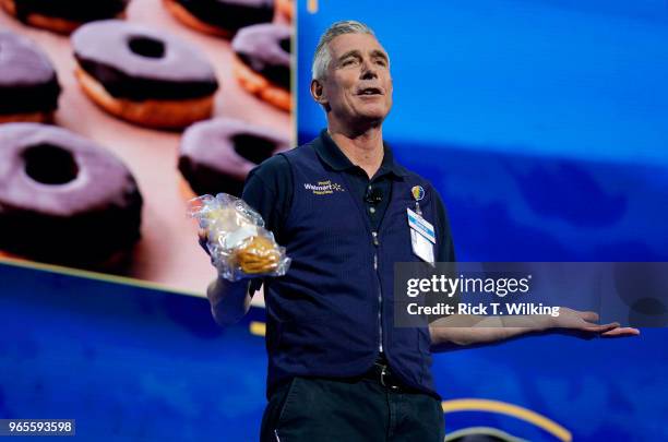 Greg Foran, Walmart U.S. CEO, speaks during the annual shareholders meeting event on June 1, 2018 in Fayetteville, Arkansas. The shareholders week...