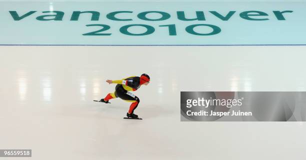 Isabell Ost of Germany competes in the women's speed skating 1500 m training held at the Richmond Olympic Oval head of the Vancouver 2010 Winter...