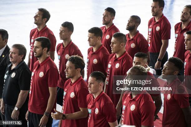 Costa Rica's national football team are sworn in at the Gol Project, in San Antonio de Belen in Heredia, Costa Rica, on June 1, 2018.