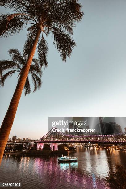 brisbane skyline i skymningen - brisbane bildbanksfoton och bilder