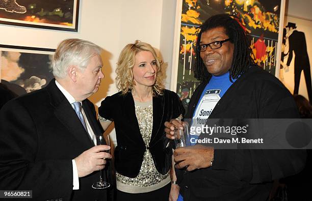 Norman Lamont, Serena Morton and Raye Cosbert attend the opening of the Morton Metropolis Gallery on February 10, 2010 in London, England.