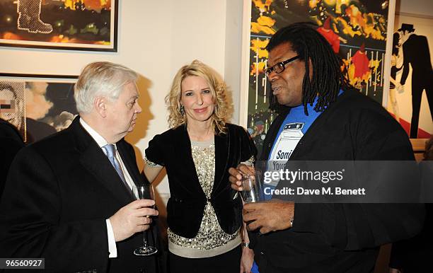 Norman Lamont, Serena Morton and Raye Cosbert attend the opening of the Morton Metropolis Gallery on February 10, 2010 in London, England.