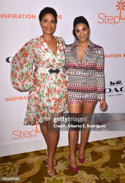 Sanaa Lathan and Regina Hall attend Step Up's 14th annual Inspiration Awards at the Beverly Wilshire Four Seasons Hotel on June 1, 2018 in Beverly...