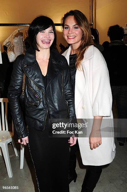 Actresses Delphine Chaneac and Melanie Maudran attend the Georges Hobeika - Paris Fashion Week Haute Couture S/S 2010 at Palais de Tokyo on January...