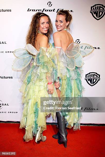 Actress Simone Hanselmann as fairy and Ulrike Beck as fairy attend the 'Zweiohrkueken Gold-Kostuemparty' at China Loung on February 10, 2010 in...