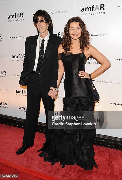 Ric Ocasek and model Paulina Porizkova attend the amfAR New York Gala co-sponsored by M.A.C Cosmetics at Cipriani 42nd Street on February 10, 2010 in...