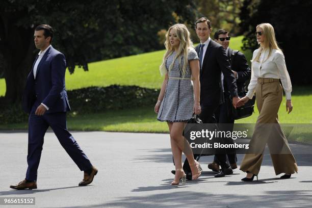 Donald Trump Jr., executive vice president of development and acquisitions with the Trump Organization Inc., from left, Tiffany Trump, Jared Kushner,...