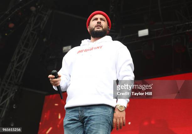 Belly performs onstage with Styles P during Day 1 of 2018 Governors Ball Music Festival at Randall's Island on June 1, 2018 in New York City.