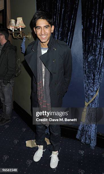 Dev Patel attends the 'Jerusalem' press night at the Cafe de Paris on February 10, 2010 in London, England.