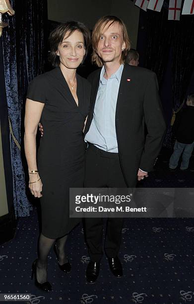 Kristin Scott Thomas and Mackenzie Crook attend the 'Jerusalem' press night at the Cafe de Paris on February 10, 2010 in London, England.