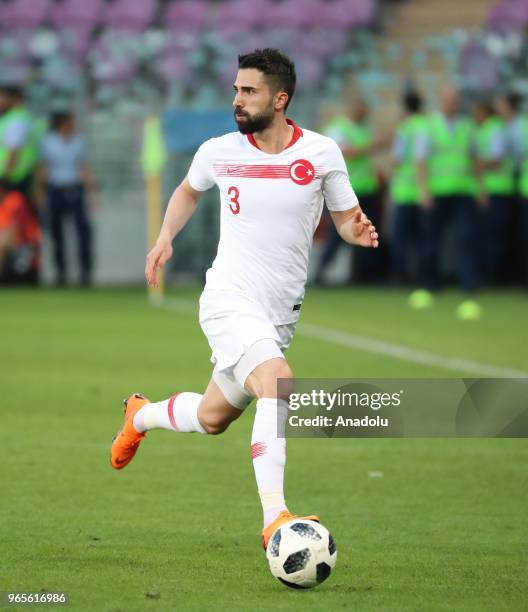 Hasan Ali Kaldirim of Turkey in action during the friendly football match between Tunisia and Turkey at Stade de Geneve in Geneva, Switzerland on...