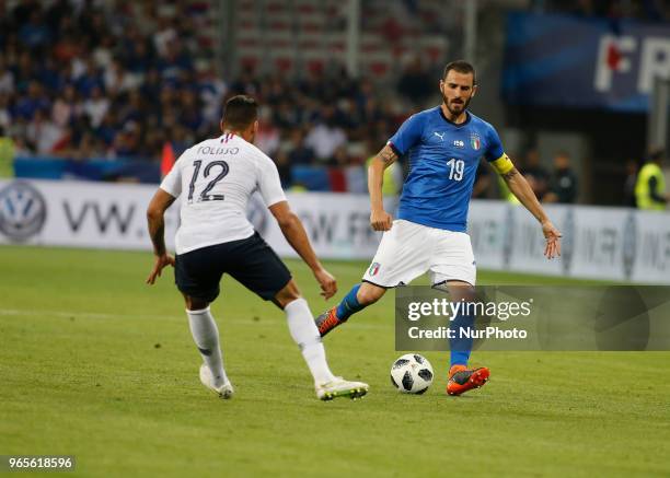 Leonardo Bonucci during the friendly match between France and Italy, in Nice, on June 1, 2018 .