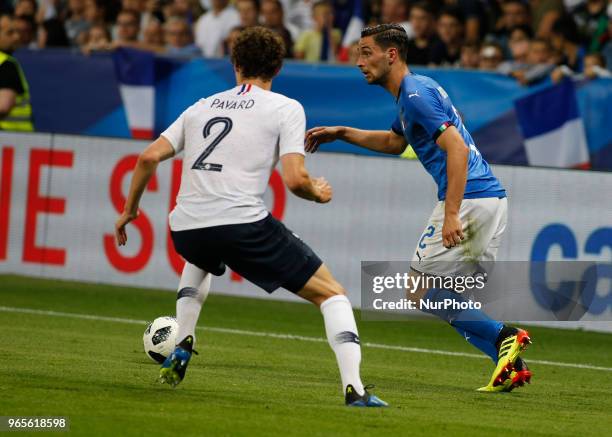 Mattia De Sciglio during the friendly match between France and Italy, in Nice, on June 1, 2018 .