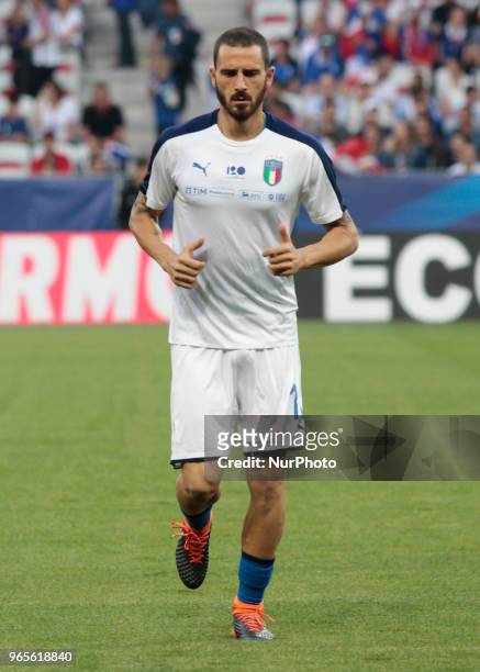Leonardo Bonucci during the friendly match between France and Italy, in Nice, on June 1, 2018 .