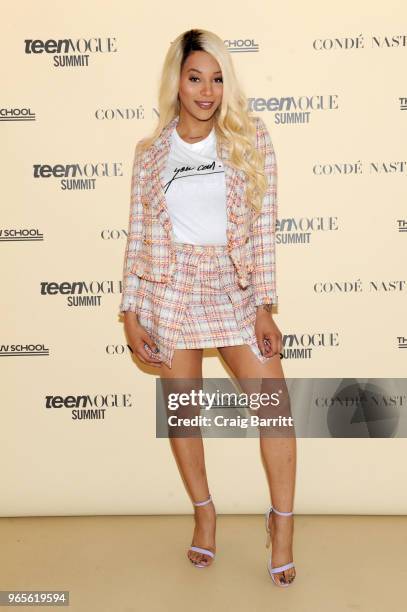 Munroe Bergdorf attends Teen Vogue Summit 2018: #TurnUp - Day 1 at The New School on June 1, 2018 in New York City.