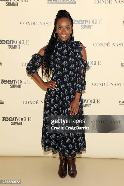 Aja Naomi King attends Teen Vogue Summit 2018: #TurnUp - Day 1 at The New School on June 1, 2018 in New York City.