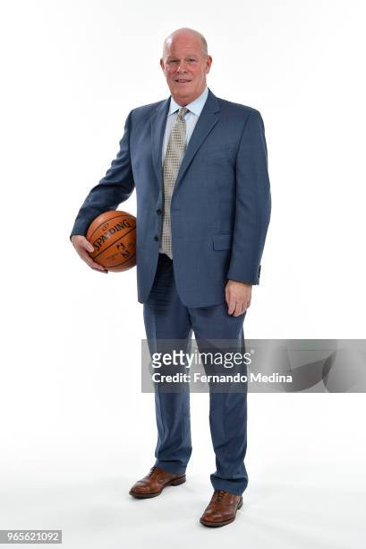 Orlando Magic Head Coach Steve Clifford poses for a portrait on May 30, 2018 at Amway Center in Orlando, Florida. NOTE TO USER: User expressly...