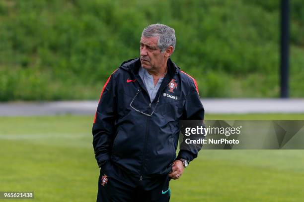 Portugal head coach Fernando Santos during the training session at Cidade do Futebol training camp in Oeiras, outskirts of Lisbon, on May 31, 2018...
