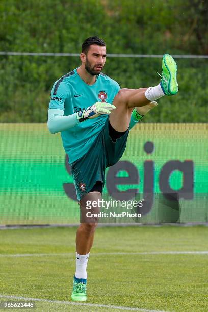 Portugal goalkeeper Rui Patricio during the training session at Cidade do Futebol training camp in Oeiras, outskirts of Lisbon, on May 31, 2018 ahead...