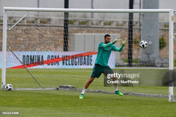 Portugal goalkeeper Rui Patricio during the training session at Cidade do Futebol training camp in Oeiras, outskirts of Lisbon, on May 31, 2018 ahead...