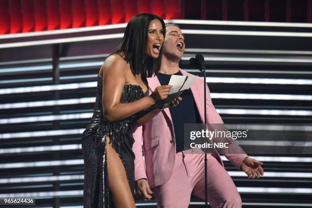 Presentation -- 2018 BBMA's at the MGM Grand, Las Vegas, Nevada -- Pictured: Padma Lakshmi, Andy Cohen --