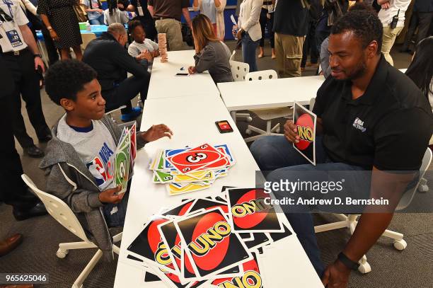 Jason Collins participates in 2018 NBA Finals Legacy Project - NBA Cares on June 01, 2018 at the Boys & Girls Club of San Leandro in San Leandro,...