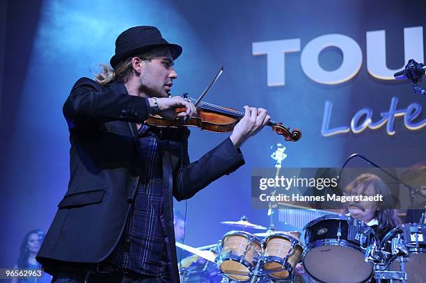 Musician David Garett plays at the Touareg World Premiere at the Postpalast on February 10, 2010 in Munich, Germany.