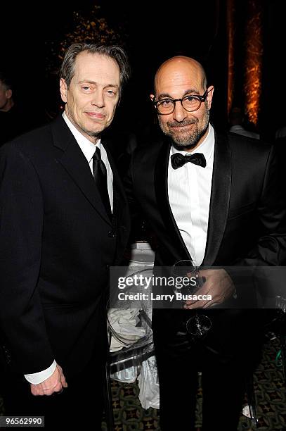 Actors Steve Buscemi and Stanley Tucci attend the amfAR New York Gala co-sponsored by M.A.C. Cosmetics to Kick Off Fall 2010 Fashion Week at Cipriani...