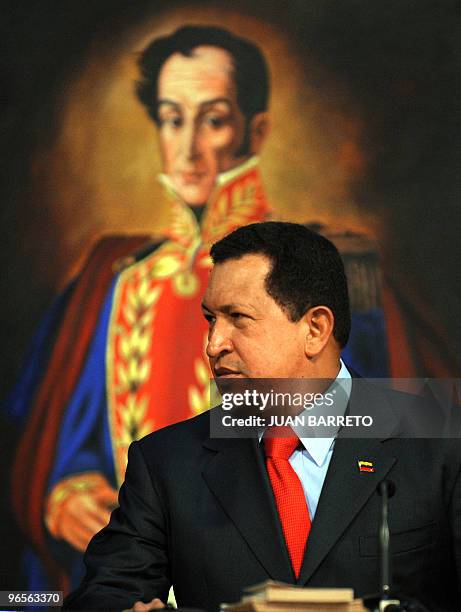 Venezuelan President Hugo Chavez addresses members of numerous oil companies during which permission was granted to participate in the development of...