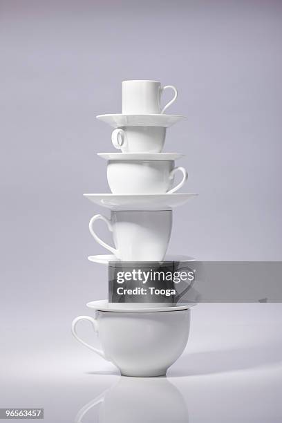 stack of various coffee cups - stackable stock pictures, royalty-free photos & images