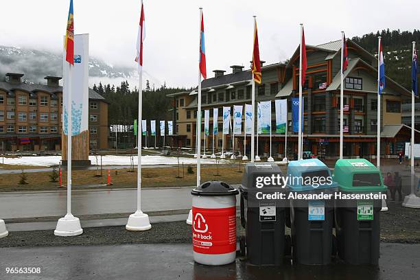 General view of the Whistler Olympic village during the media tour ahead of the Vancouver 2010 Winter Olympics on February 10, 2010 in Whistler,...