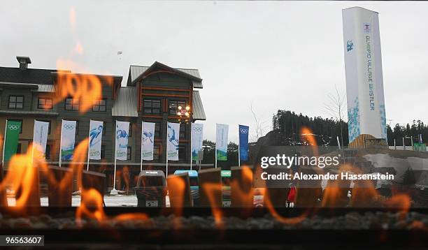 General view of the Whistler Olympic village during the media tour ahead of the Vancouver 2010 Winter Olympics on February 10, 2010 in Whistler,...