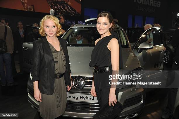 Actress Anna - Maria Muehe and Hannah Herzsprung attend the Touareg World Premiere at the Postpalast on February 10, 2010 in Munich, Germany.