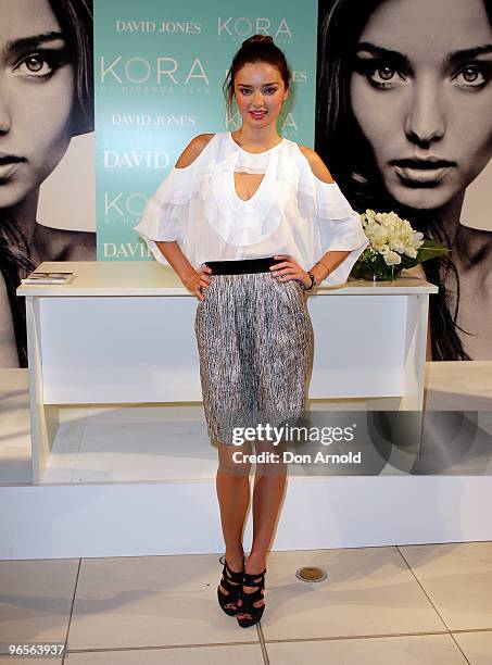 David Jones ambassador Miranda Kerr makes a public appearance to discuss her organic skincare range KORA in-store at David Jones Elizabeth Street on...