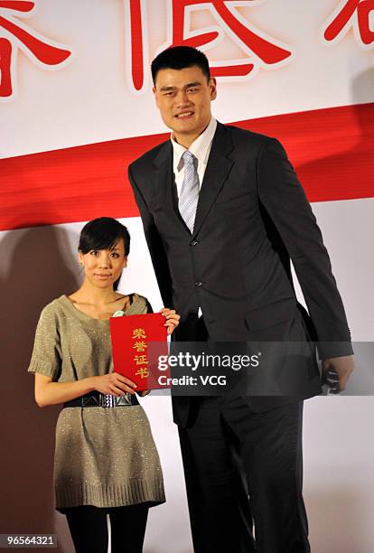 World Expo ambassador and NBA basketball player Yao Ming attends a low-carbon charity party on February 10, 2010 in Shanghai of China.