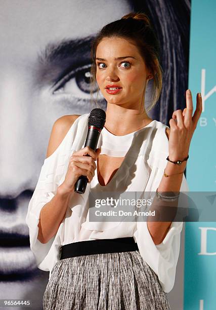 David Jones ambassador Miranda Kerr makes a public appearance to discuss her organic skincare range KORA in-store at David Jones Elizabeth Street on...