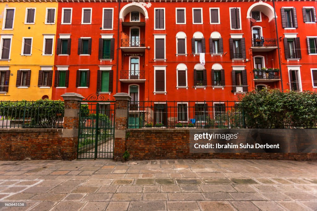 Nice colorful apartment block in Venice, Italy