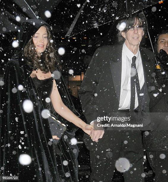 Ric Ocasek with wife Paulina Porizkova arrive for the amfAR New York Gala at Cipriani 42nd Street on February 10, 2010 in New York City.