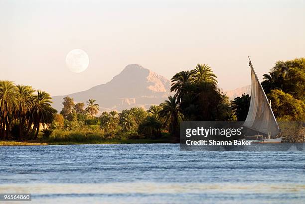 view of the nile and west river bank, luxor - nile river stock pictures, royalty-free photos & images