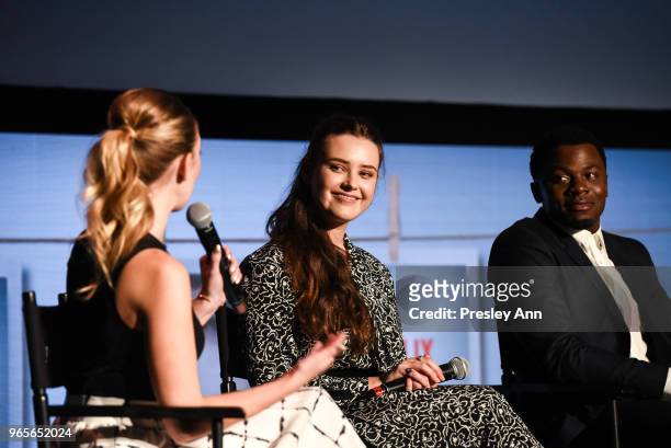 Katherine Langford and Derek Luke attend #NETFLIXFYSEE Event For "13 Reasons Why" Season 2 - Inside at Netflix FYSEE At Raleigh Studios on June 1,...