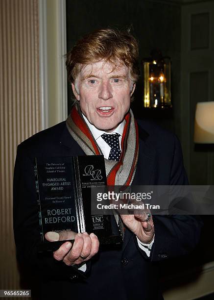 Robert Redford arrives for the USC School Of Theatre's Inaugural Gala Fundraiser honoring him at The Beverly Wilshire Hotel on February 10, 2010 in...
