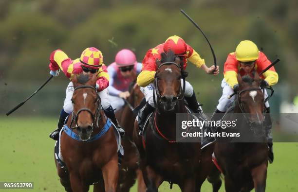 Winona Costin on Ronstar wins race 1during Sydney Racing at Rosehill Gardens on June 2, 2018 in Sydney, Australia.