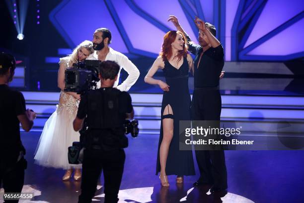 Julia Dietze and Massimo Sinató and Barbara Meier and Sergiu Luca during the semi finals of the 11th season of the television competition 'Let's...