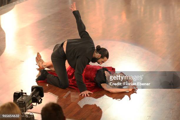 Julia Dietze and Massimo Sinató during the semi finals of the 11th season of the television competition 'Let's Dance' on June 1, 2018 in Cologne,...