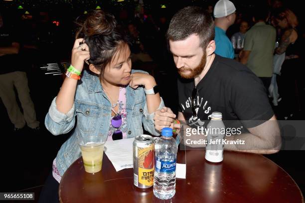 Festivalgoers play trivia during 'The Game of Games: It's Always Sunny in Philadelphia Trivia hosted by Jackie Kashian' in Paddy's Pub during...