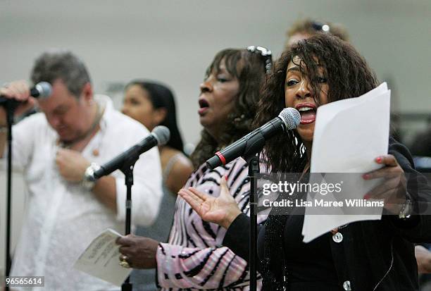 Mary Wilson of The Supremes performs alongside members of The Motown Event during rehearsals at the Sydney Entertainment Centre on February 11, 2010...