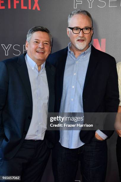 Exec Producer/Director David Fincher and Ted Sarandos attend Netflix's "Mindhunter" FYC Event at Netflix FYSEE At Raleigh Studios on June 1, 2018 in...