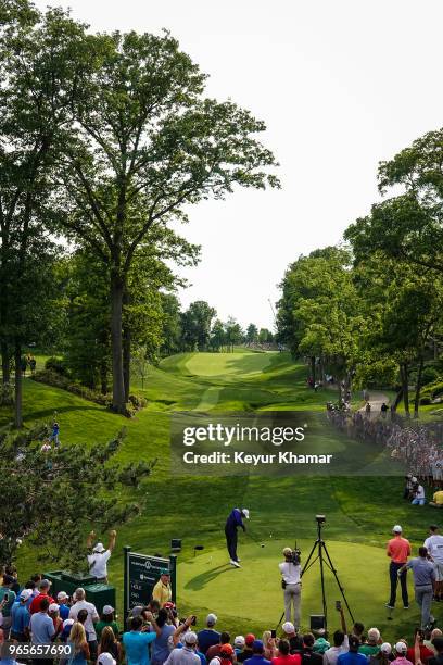 Course scenic view as Tiger Woods tees off on the 15th hole during the second round of the Memorial Tournament presented by Nationwide at Muirfield...