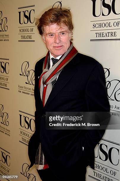Actor Robert Redford is honored with the Inaugural Engaged Artist Award, which is named in his honor, during the University of Southern California...